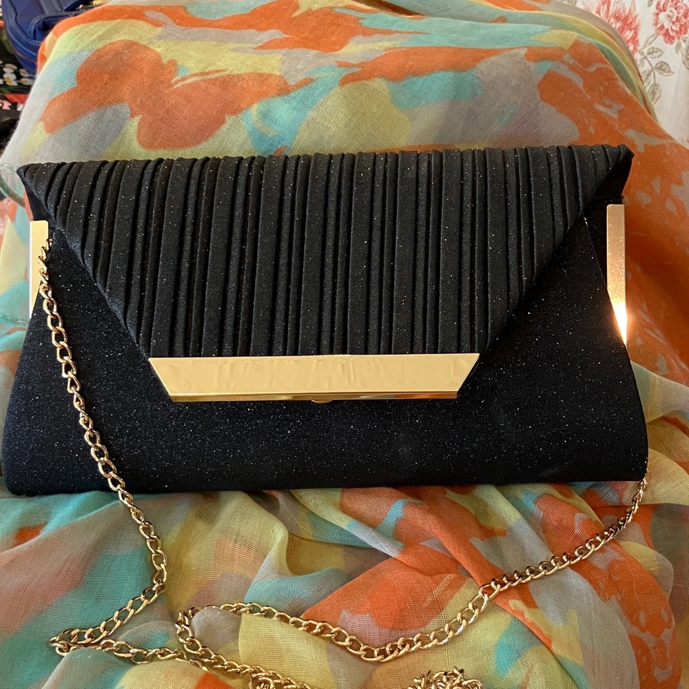 Stylish Black and Gold Evening Clutch